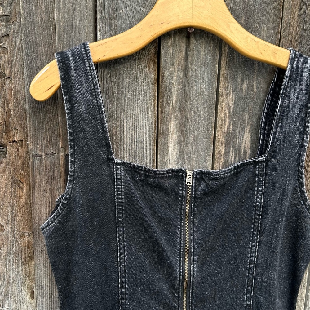 Abercrombie & Fitch Denim Midi Maxi Dress Black Wash  L - Picture 12 of 16